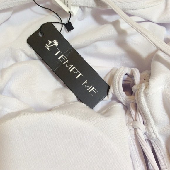 One Piece Off-White Lilac Lace Up Ribbed Swimsuit  18W *NWT* - Picture 8 of 8